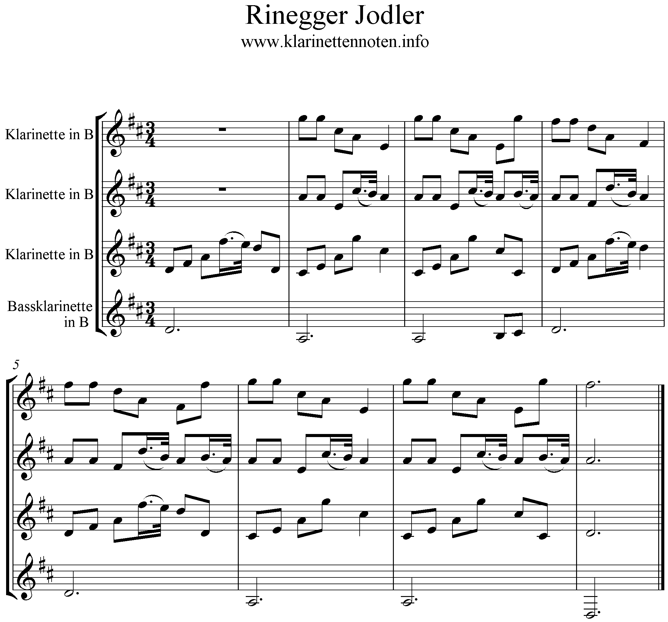 Noten Rinegger Jodler Quartett